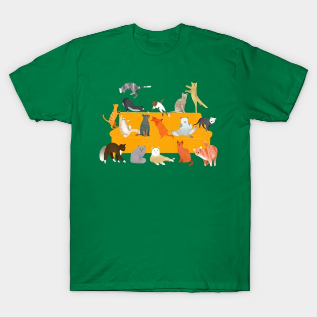 Cute Cats on the Couch T-Shirt by DrawingEggen